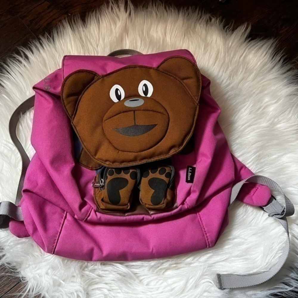 L.L.Bean Pink Teddy Bear Backpack